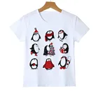 Счастливого Рождества милый детский комбинезон с рисунком футболка с пингвином для маленьких мальчиков и девочек в мультяшном стиле; Подарок; Дизайн в полоску Топ; Тенниска; Футболка; Рубашки для подростков, высокое качество, футболки для девочек