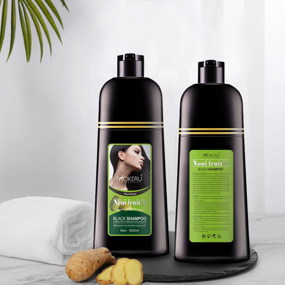 

500ml Natural Organic Noni Fruit Hair Dye Shampoo Black Dry Hair Color Product No Side Effect Nourishes Hair Care Tools