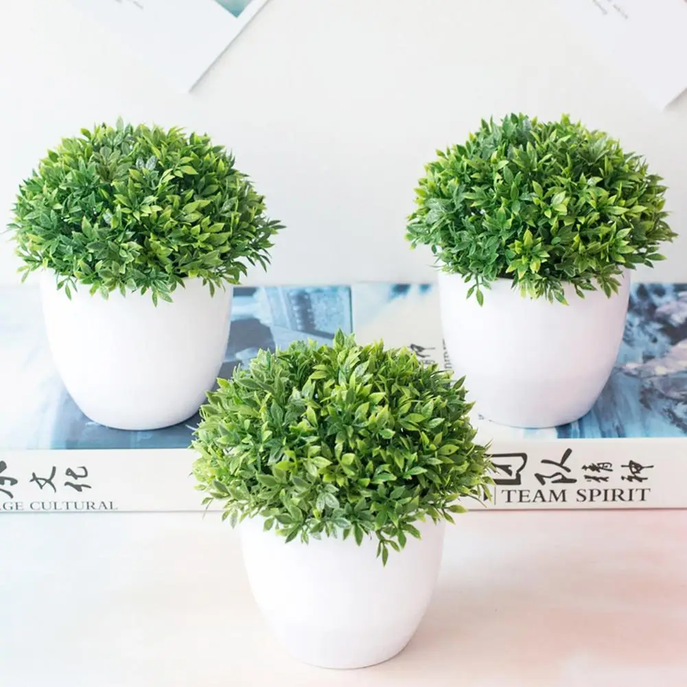 

40%HOTArtificial Plant Realistic Vivid Plastic Green Ball Miniascape for Wedding