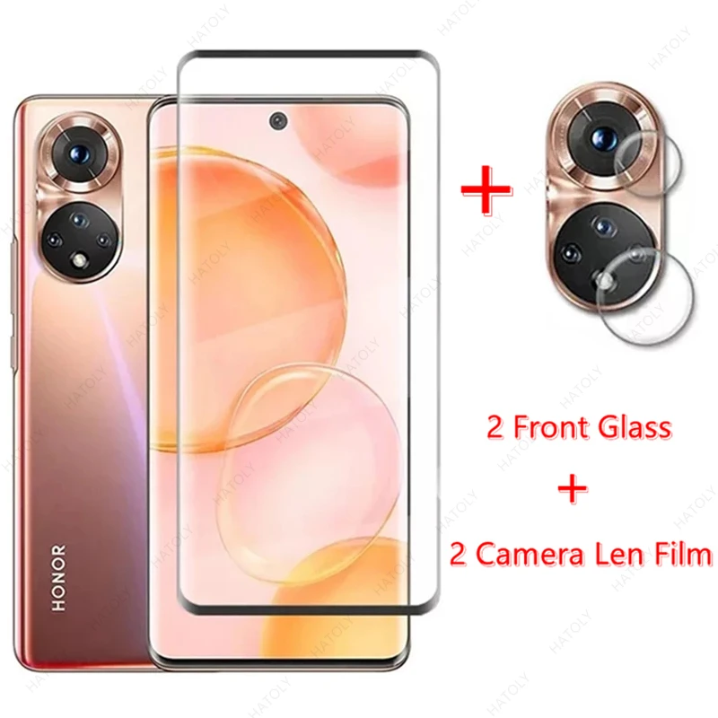 

2PCS For Honor 50 Glass for Honor 50 Pro Tempered Glass Film Screen Protector HD Camera Len Film for Honor 50 Pro