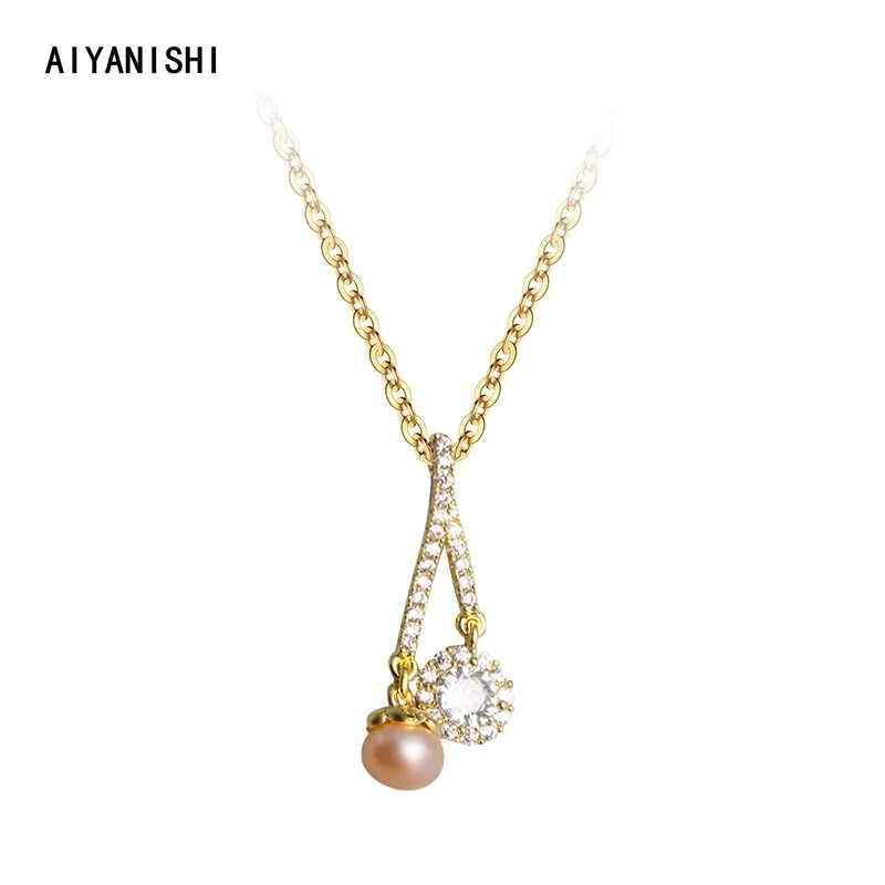 Ожерелье AIYANISHI с натуральным пресноводным жемчугом, 18 карат