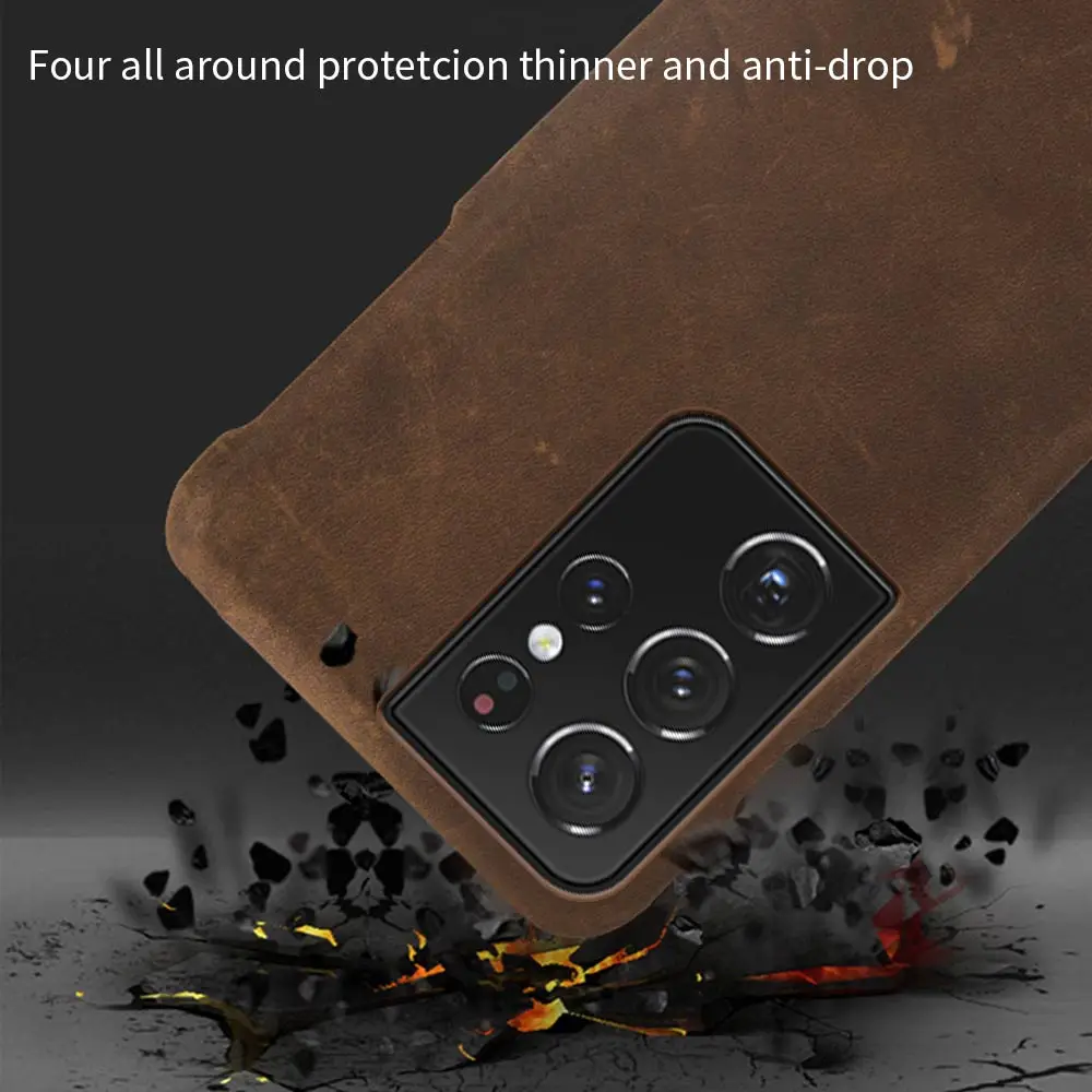 genuine pull up leather phone case for samsung galaxy s21 ultra s20 fe s8 s9 s10 s21 plus note 20 10 a52 a51 a71 a12 a32 a50 a72 free global shipping