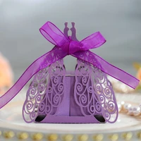 20pcs peacock laser cut carriage favors cookie box gifts candy boxes with ribbon baby shower dragee wedding party supplies