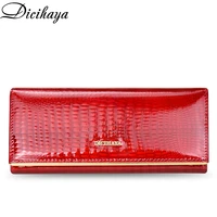dicihaya genuine leather women wallets multifunction purse red card holder long wallet clutch bag ladies patent leather purse