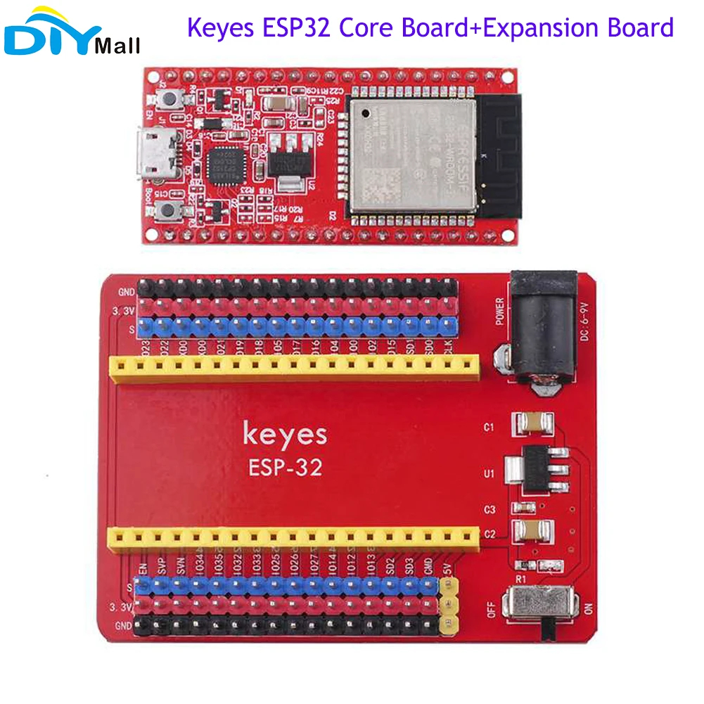 

Keyes ESP32 Core Development Board ESP-WROOM-32 Module+ESP32-IO Expansion Board for Arduino Raspberry Pi