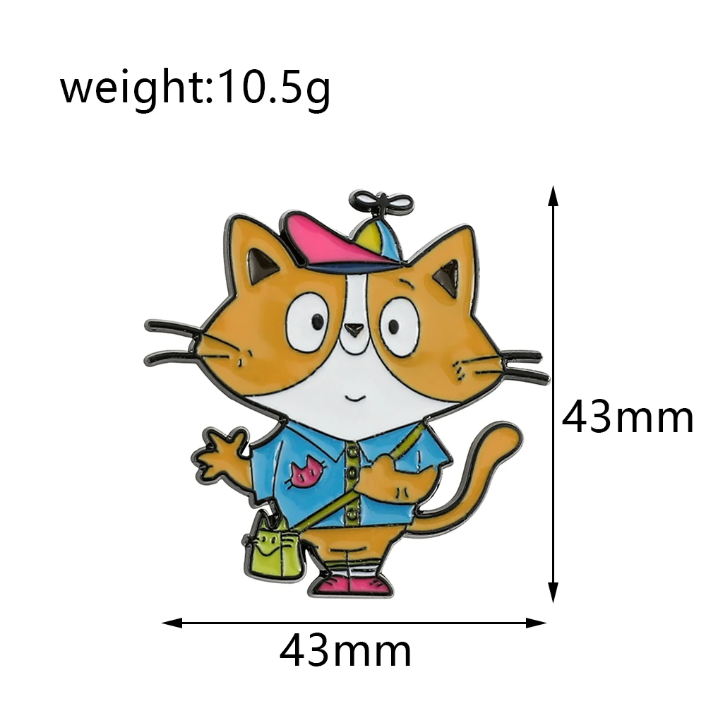 Забавная эмалированная брошь в виде кошки-портфеля мультяшное животное лацкан