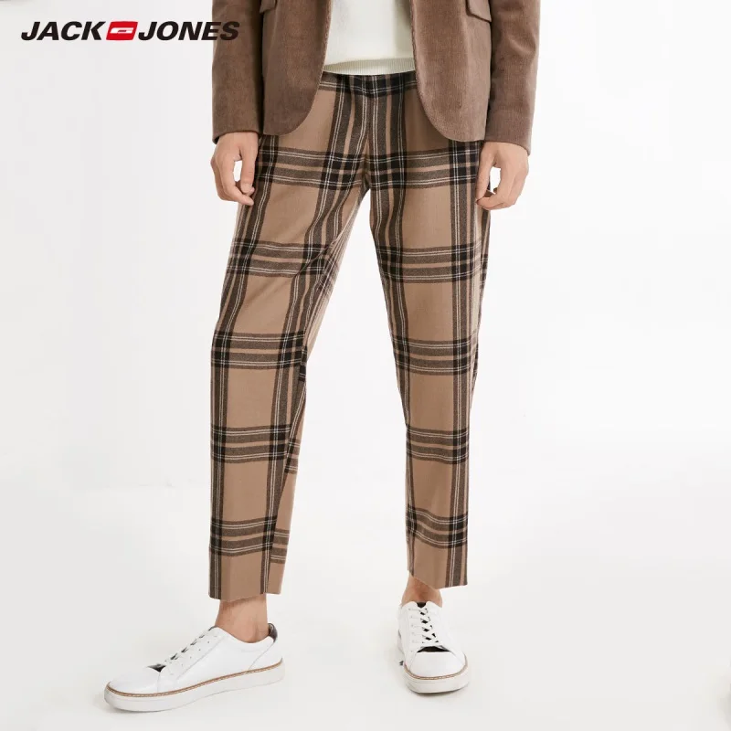 JackJones мужские клетчатые повседневные брюки длиной до щиколотки 218314592|Узкие брюки|