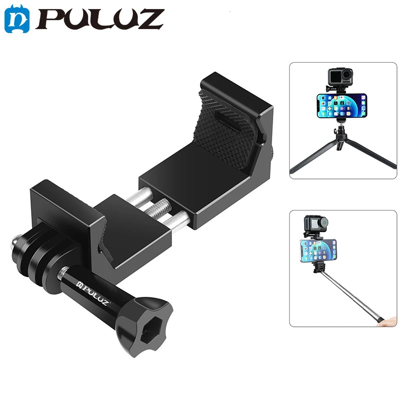

PULUZ Vlogging Live Broadcast Aluminum Alloy Clamp Bracket with Screw for iPhone/ Samsung/ GoPro/ DJI Osmo Action Sport Camera
