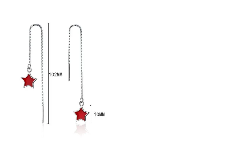 YH-ZL 925 Sterling Silver Red Star Long Tassel Earrings For Women Teens Drop | Украшения и аксессуары