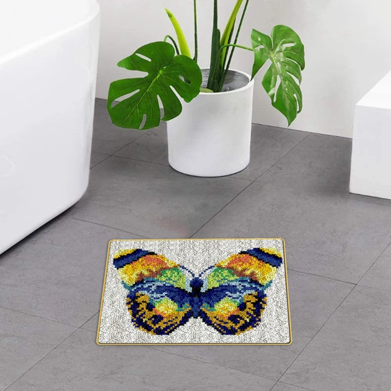 Latch Hook Kit DIY Crochet Yarn Kits 20.4 X 14.9 Inch Butterfly Rug Making Crafts For Kids Adults And Beginners Gift | Дом и сад