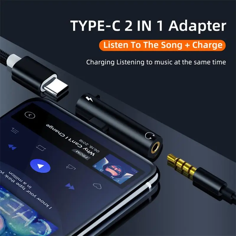 Переходник для наушников 2 в 1 с USB Type C на 3 5 мм аудиоадаптер зарядного устройства