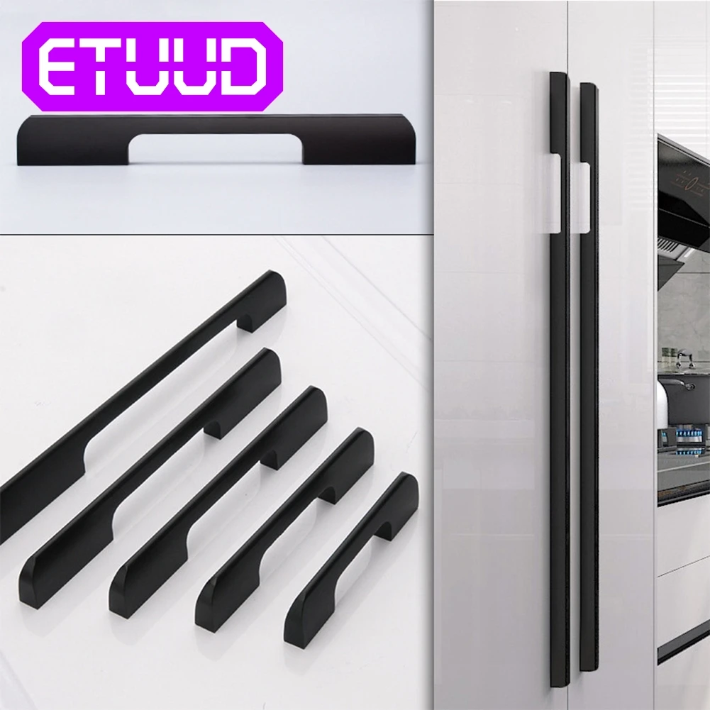 

12Pcs Aluminum Alloy Kitchen Cabinet Door Handle Cupboard Wardrobe Drawer Pull Knobs Black/Gold Long Bar Modern cabinet Hardware