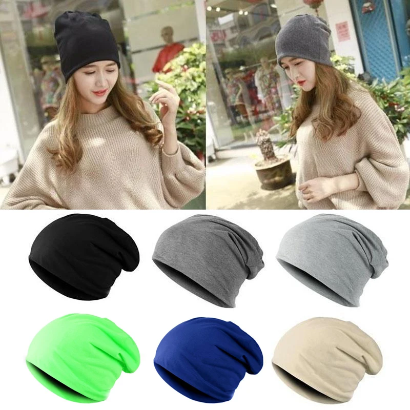 

Spring Women Men Unisex Solid Color Slouchy Beanie For Women Fashion Man Caps Turban Skullies Beanies Female Hats Elastic