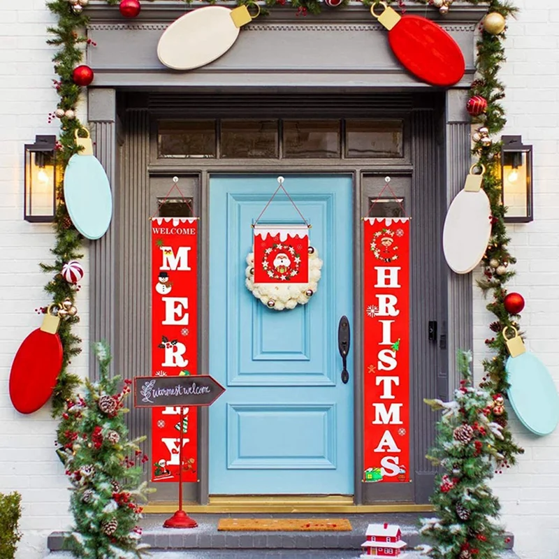 

Merry Christmas Porch Door Banner Hanging Ornament Christmas Decoration for Home
