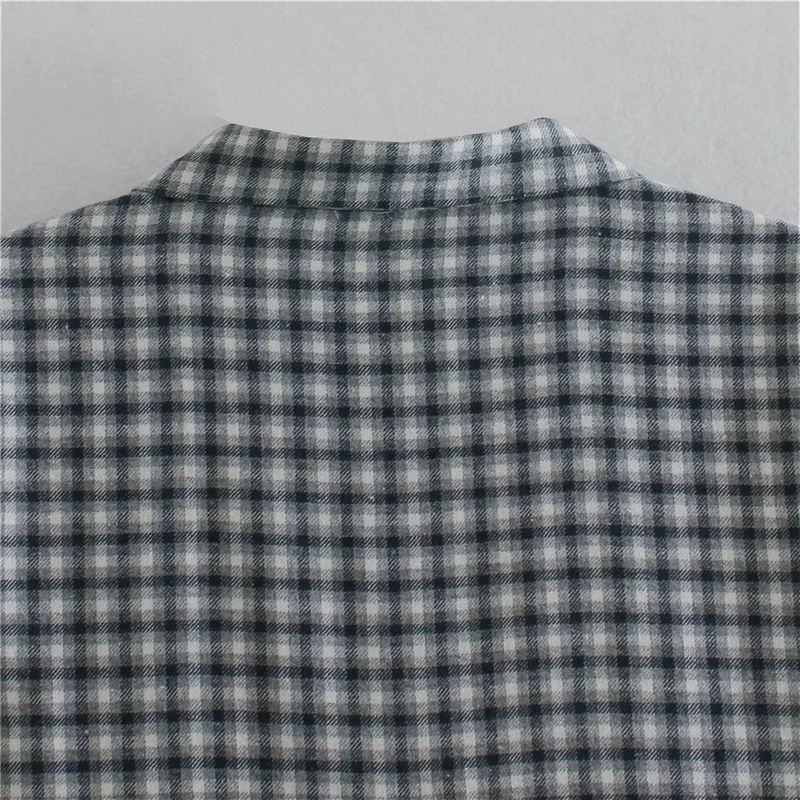 

2020 Za Check Shirt Dress Women Long Sleeve Elegant Ruffle Hem Short Gray Dresses Woman Chic Front Button Plaid Casual Dress