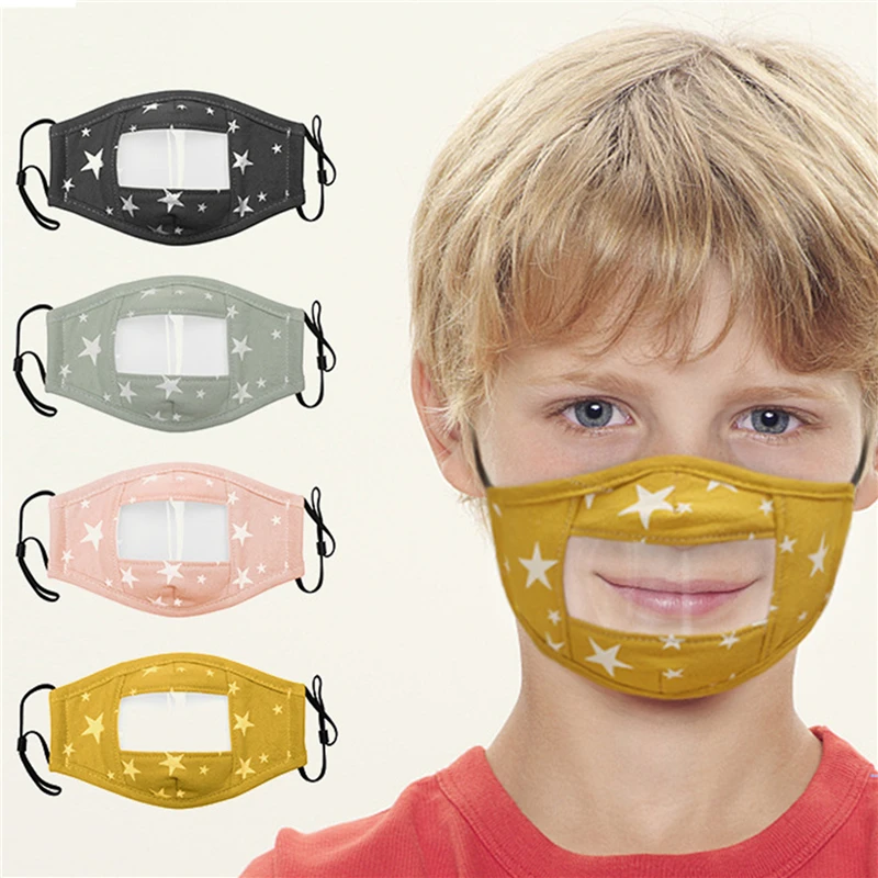 Прозрачная детская маска с принтом рта Пылезащитная моющаяся уличная для лица