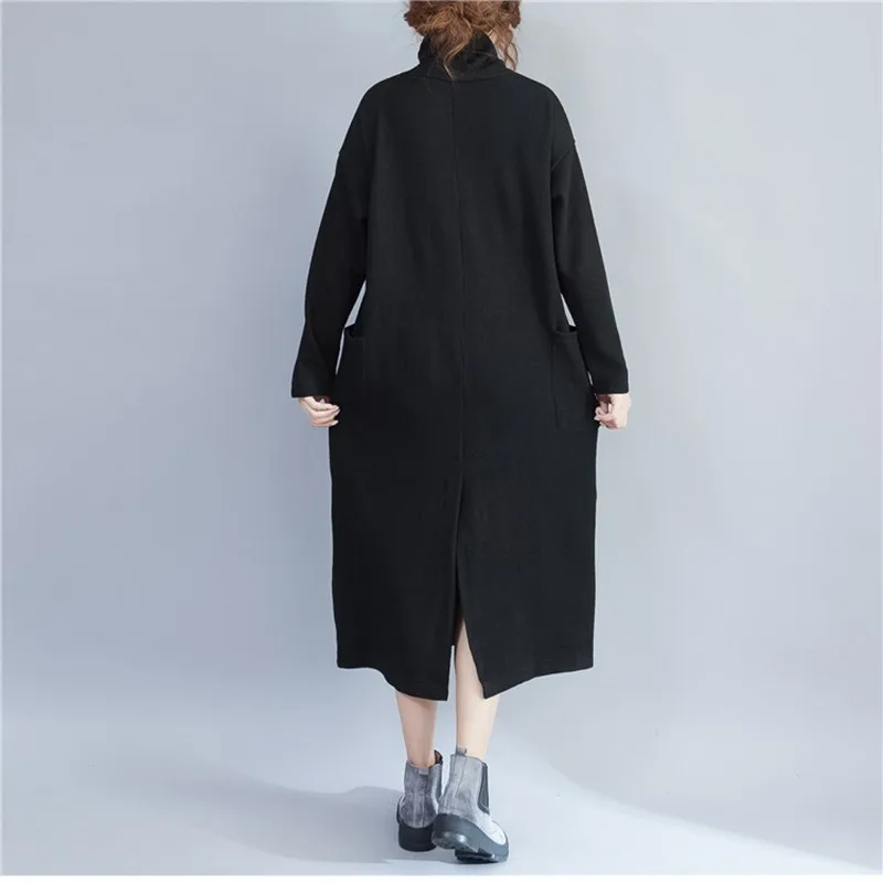 Kpop зимнее платье размера плюс женские платья 2020 Новое вязаное с высоким