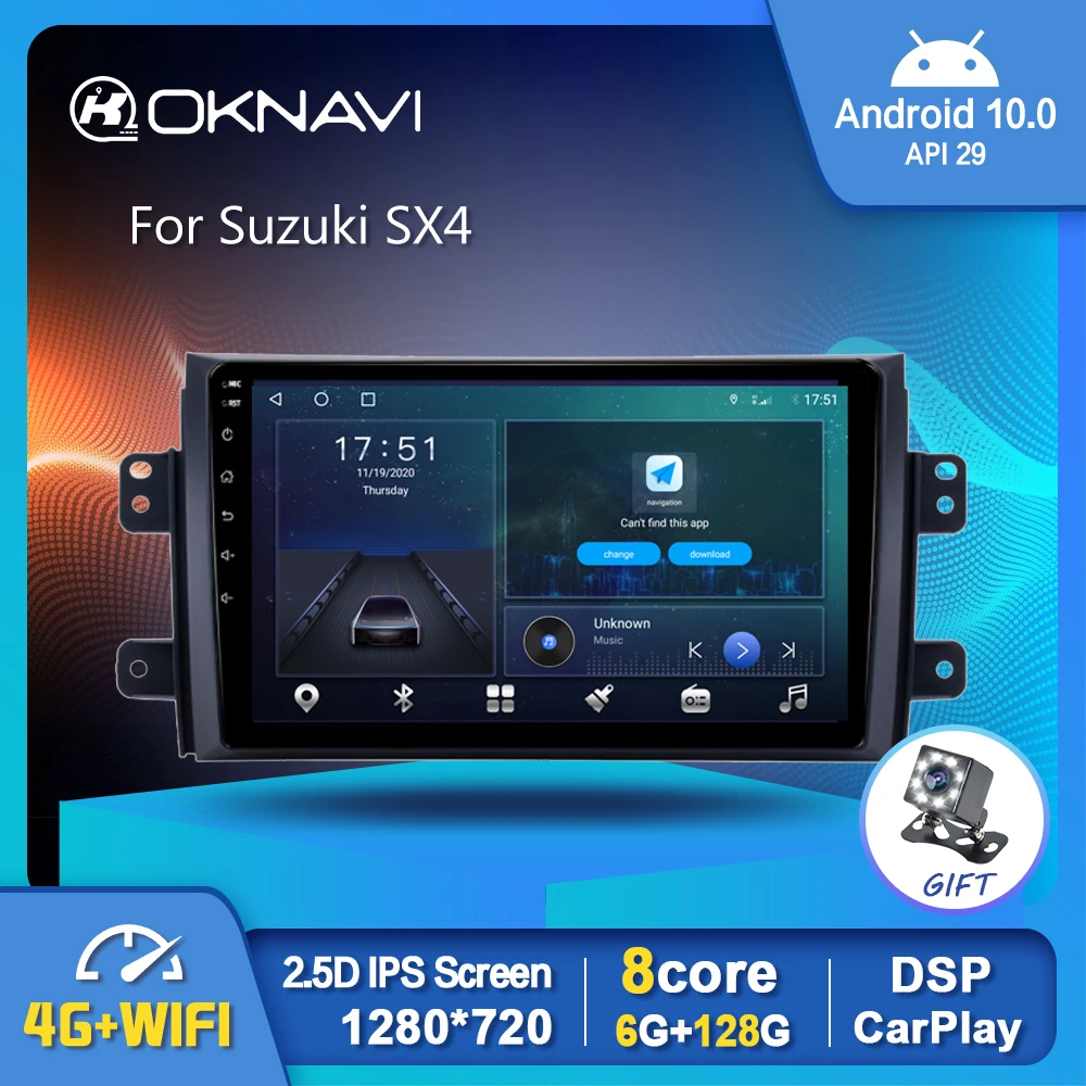 Автомобильный радиоприемник OKNAVI GPS Android 10 0 автомобильный радиоплеер для Suzuki SX4 2006
