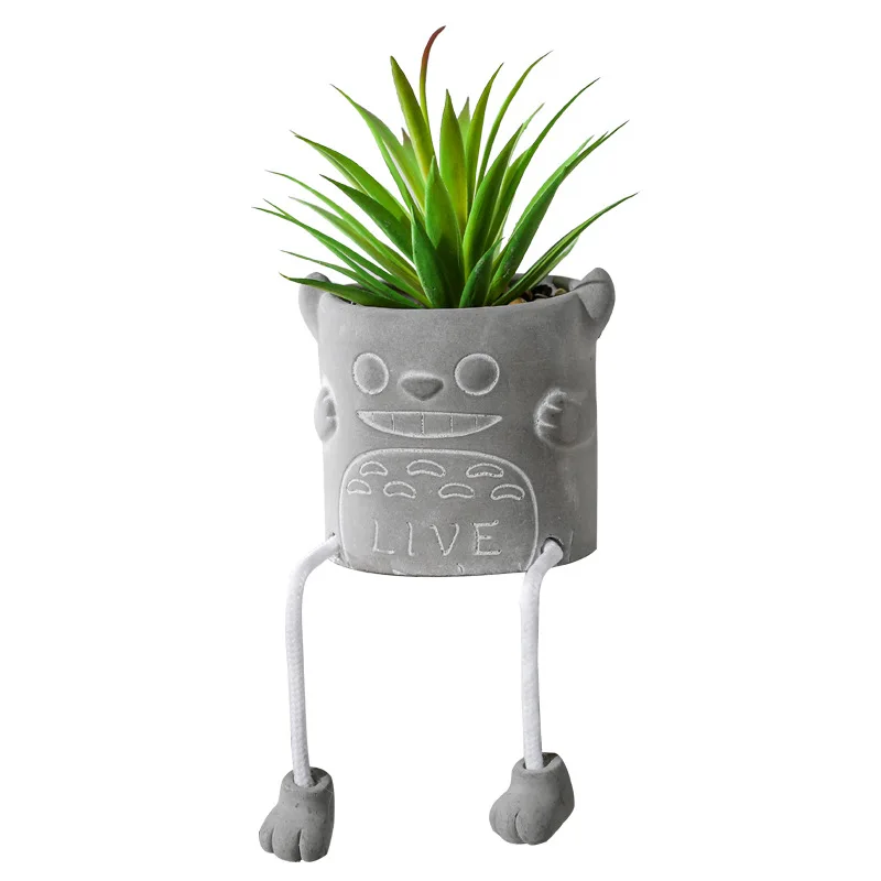 Нордическая имитация суккулента в горшке креативная кукла с ногами цементный