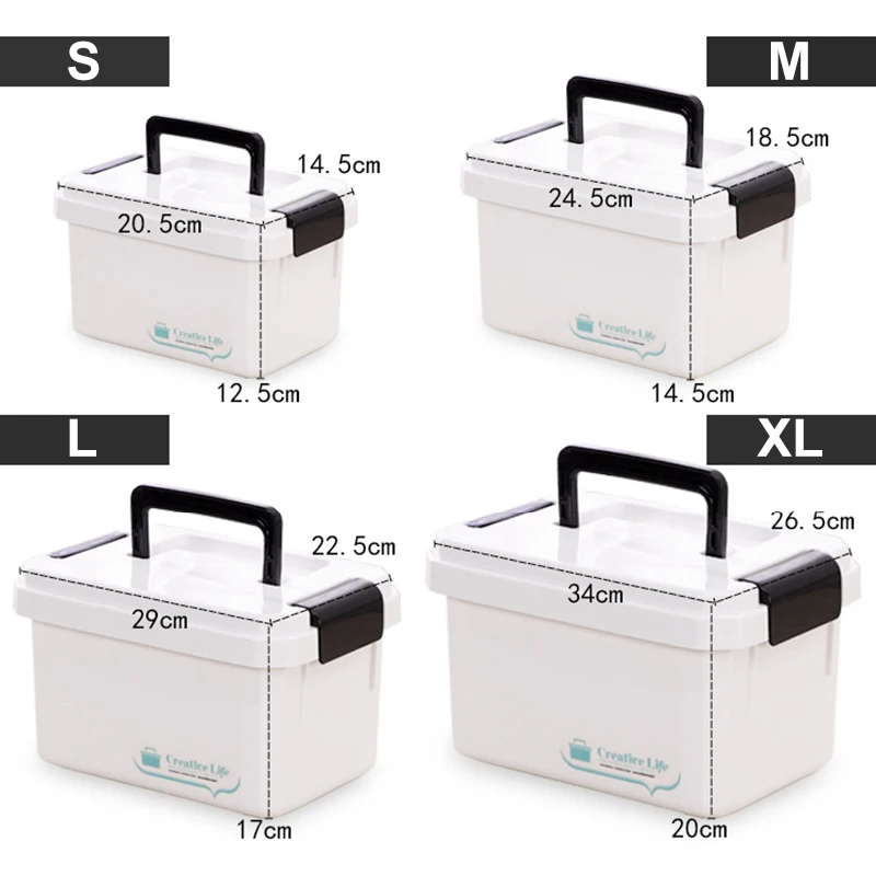 

Portable First Aid Kit Plastic Box Multi-Functional Cabinet Family Emergency Kit Box PUZ777