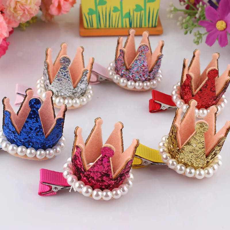 6 цветов милые заколки для собак ручной работы стерео корона с зажимом крокодил