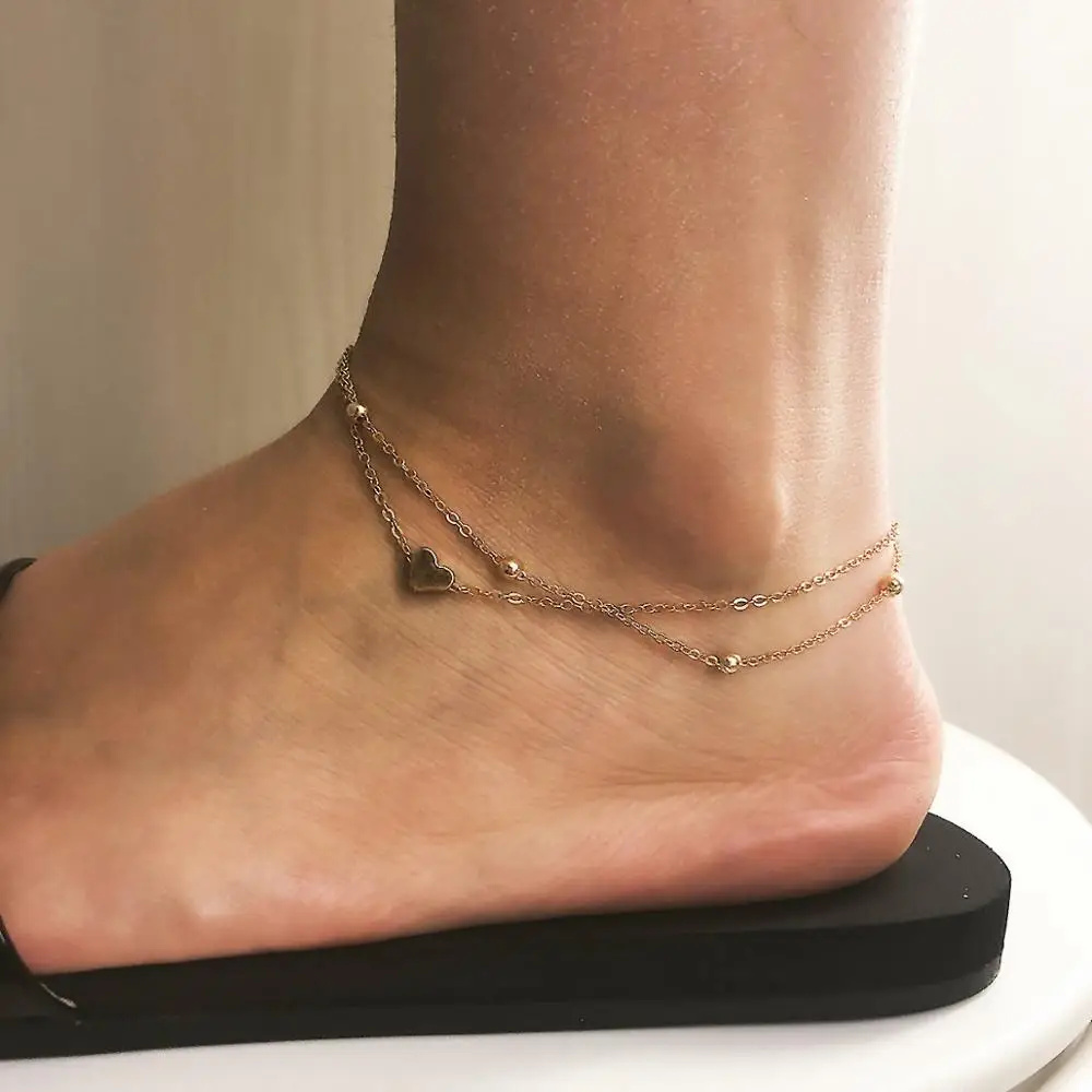 2019 женские ножные браслеты простой сердце босиком сандалии вязанные крючком