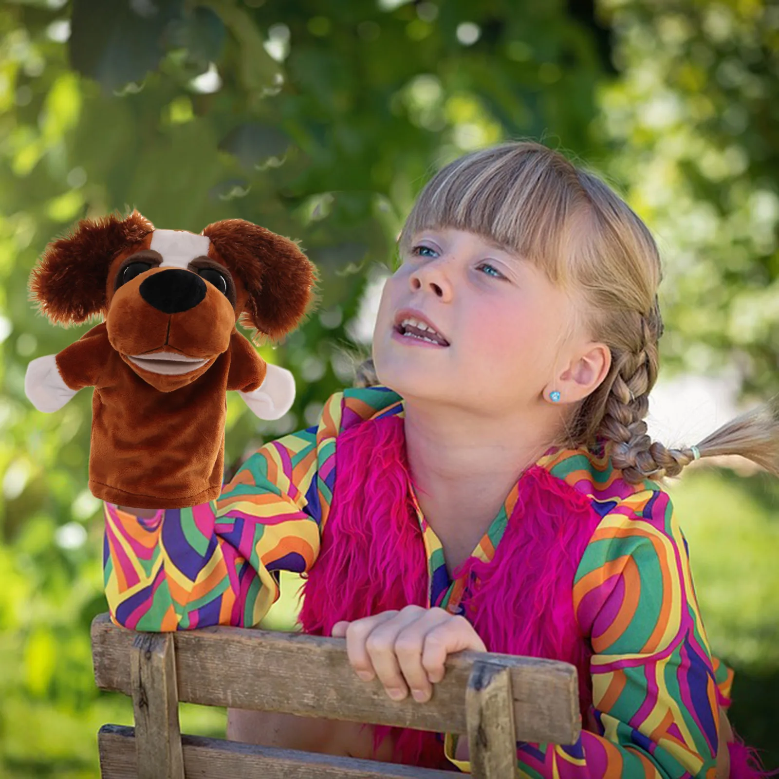 

Cute Dog Hand Puppet ToyCartoon Lovely Dog Kawaii Animals Parent-child Plush ToyHand Puppets Working Mouth Interactive Toys