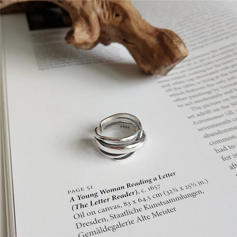 POFUNUO Luxury 925 Sterling Silver Rings Vintage Style Handmade Weaving Winding For Women Personality Stylish Fine Jewelry | Украшения и