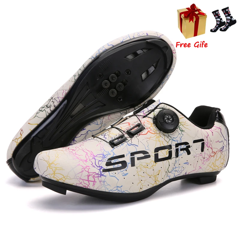 Online Sepatu Bersepeda Jalanan Pria Berpengunci Otomatis Profesional Sepatu Bersepeda MTB Wanita Antiselip Ultraringan Sepatu Balap Sol Datar SPD