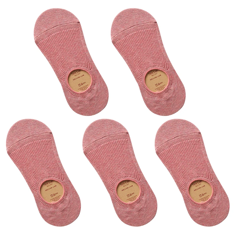 style I 5 pairs 5 пар однотонных носков женские лодочные носки невидимые Хлопковые женские весенне-летние модные неглубокие силиконовые носки-Тапочки - Цвет: style I 5 pairs
