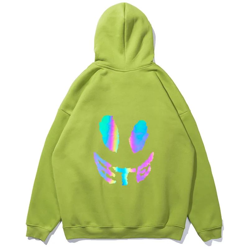 

Winter Cloth Funny Face Print Reflecting Anime Design Long Sleeve Harajuku Street Fashion Cotton Cartoon Men Hoodie Unisex Cloth