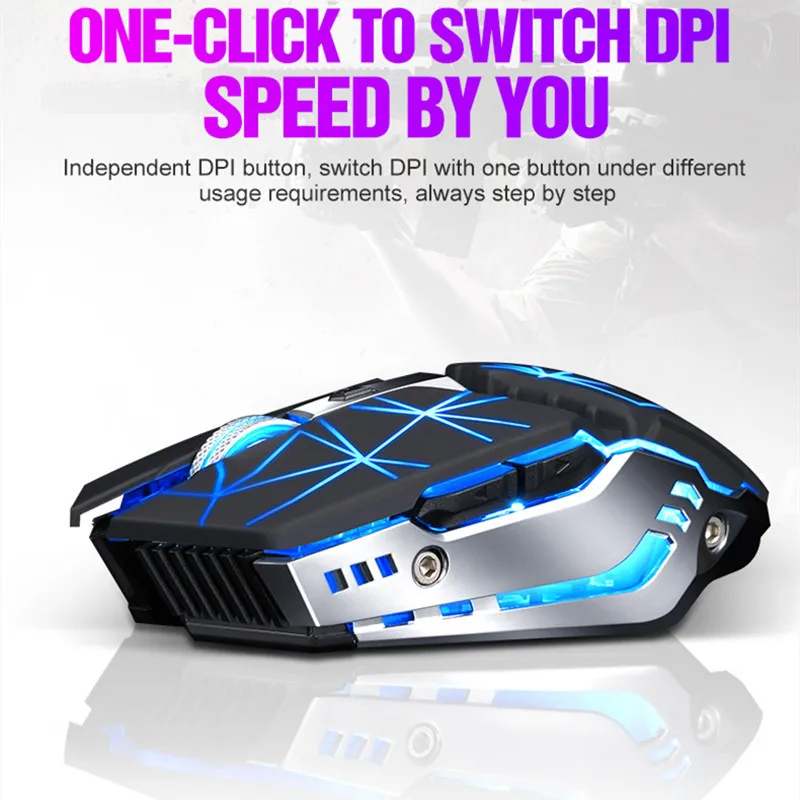 

Q15 Wireless Mouse Usb Optical 2.4GHz Lithium Battery Rechargeable LED Backlit 1600DPI Mechanical Gaming Metal for PC Laptop
