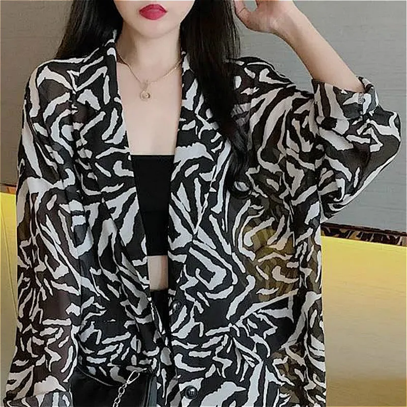 

Jackets Women Thin Vintage Outwear Sun-proof All-match BF Zebra Print Large Size Ins Summer Newest Popular Temperament Teenagers