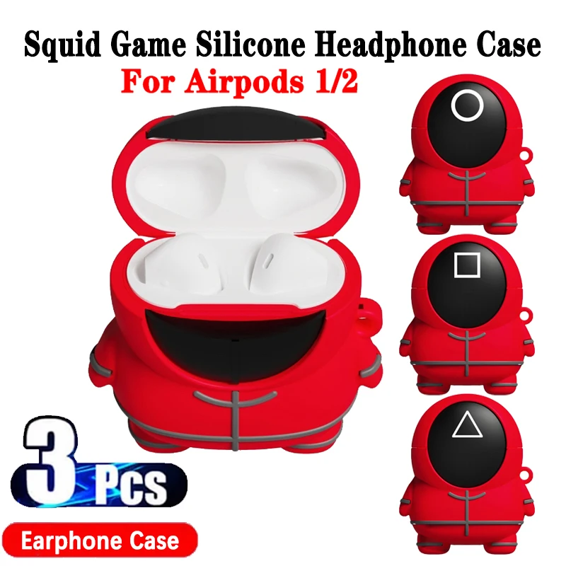 

Squid Game Soft Silicone Case For Apple Airpods 2 Protector Shockproof Cover For AirPods 2 Earphone Case With anti-lost keychain