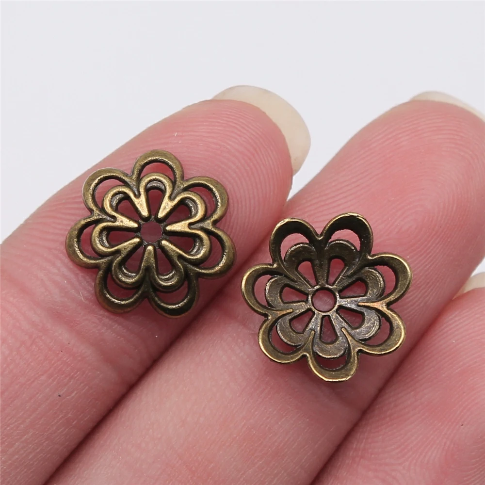 

50pcs 14mm Flower Spacer Loose Metal End Bead Caps For Jewelry Making Bracelet Necklace DIY Finding Accessories
