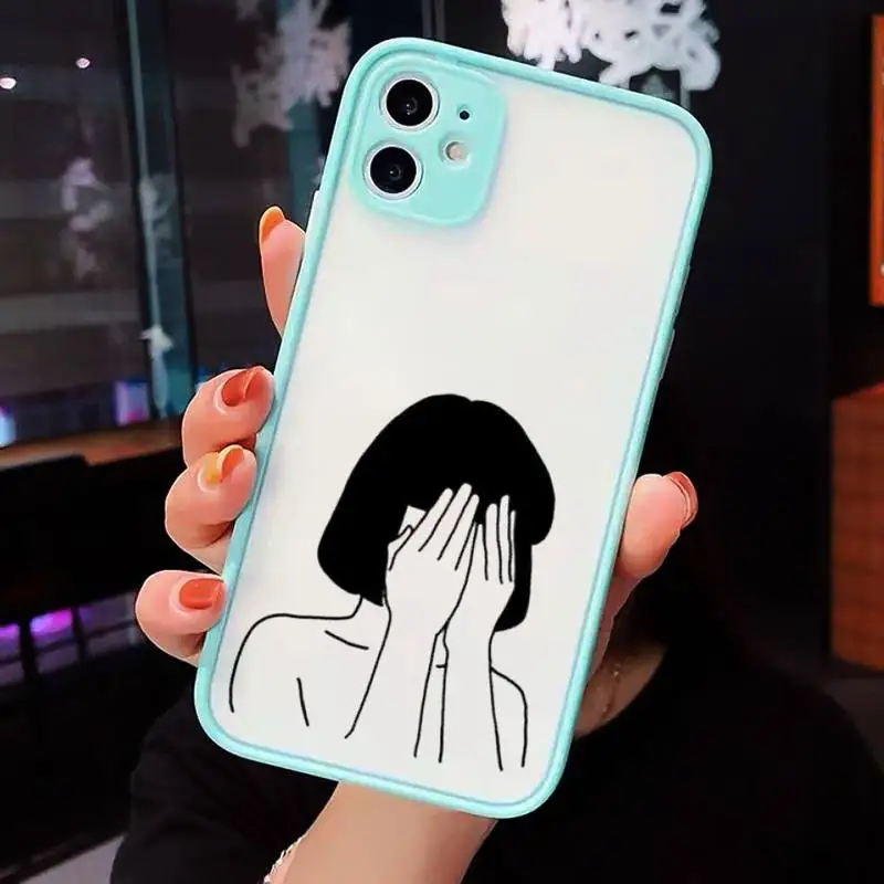 

Comic style art black personality Phone Case Matte Transparent for iPhone 7 8 11 12 s mini pro X XS XR MAX Plus cover funda