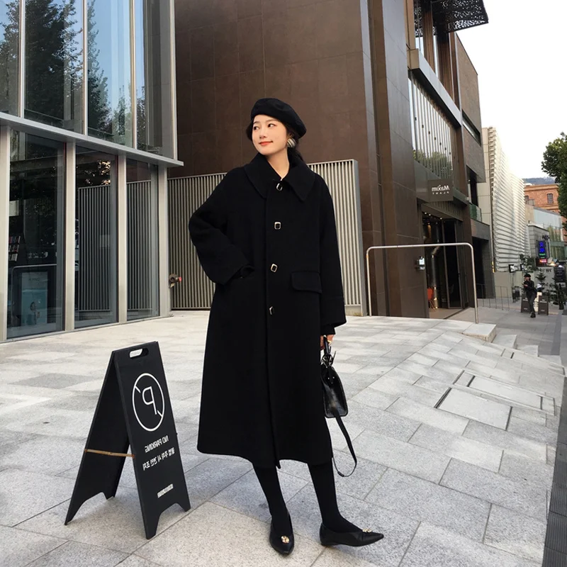 

CMAZ Mid-Length Korean Style New Fall/Winter Slim Pure Color Slimming