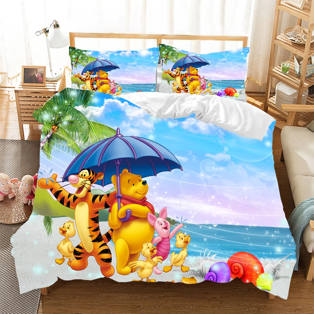 

Blue Green Winnie and Tiger Bedding Set Comforter Duvet Cover Pillowcases Bedlinen for Children Adult Christmas Gift