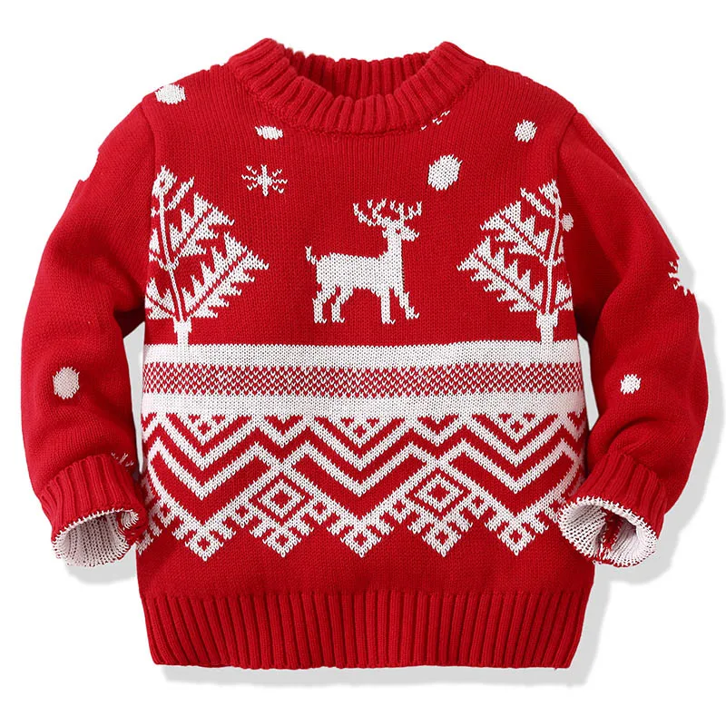 

Christmas Baby Boys Girls Cartoon Sweaters Autumn Winter Toddler Baby Knitting Clothes Kids Christmas Deer Sweater Pullover Tops