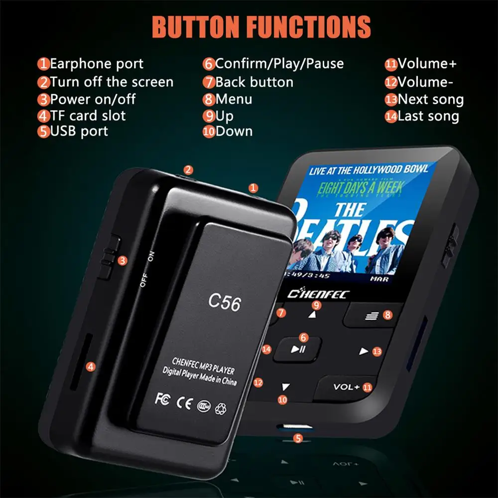 Мини Клип Спорт Bluetooth 4,2 MP3 плеер новая версия MP3 музыкальный плеер с FM, рекордер, поддержка TF/SD карты+ повязка на руку