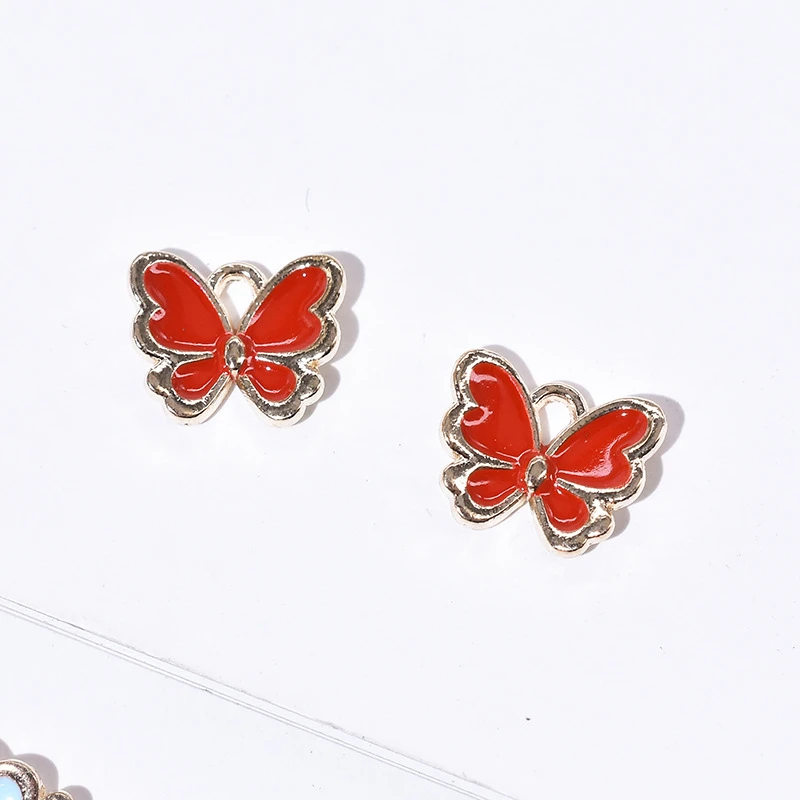 

10PC Cute Butterfly Shape Charm DIY Jewelry Bracelet Necklace Pendant Charms Gold Tone Enamel Floating Charm