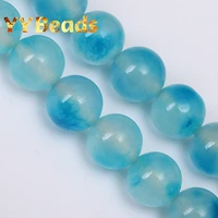 natural light blue jaspers chalcedony beads blue jades loose charm beads for jewelry making bracelet necklaces 15 4 6 8 10 12mm