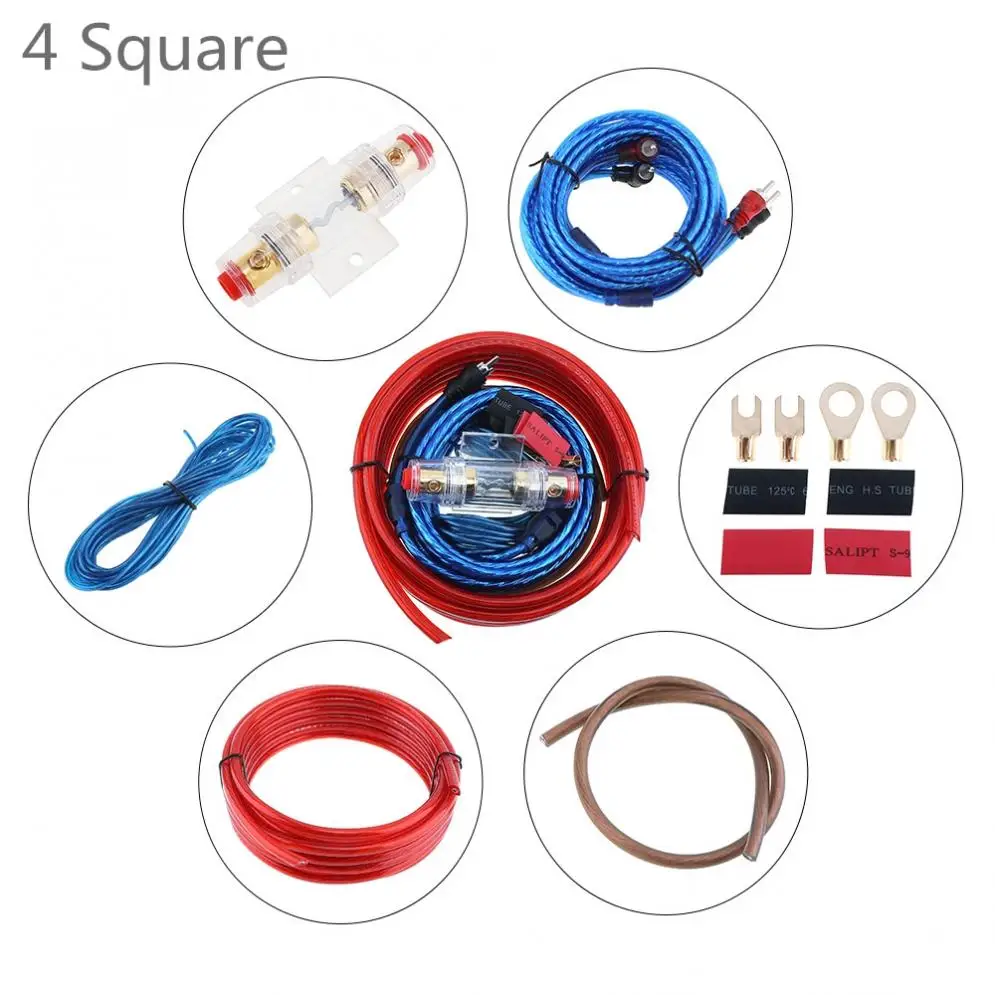 

1 Set 350 Core 4 Square Car Power Amplifier Audio Line Speaker Woofer Cables Power Line with Fuse Suit and 60A Fuse Holder