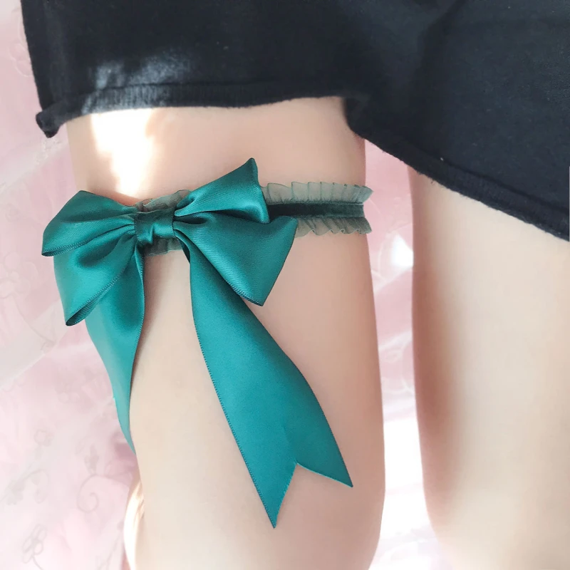 

Women Wedding Garter Lace Sexy Bow Solid Color Leg Ring Female Elastic Thigh Ring Bridal Garter Gift 2pcs/set