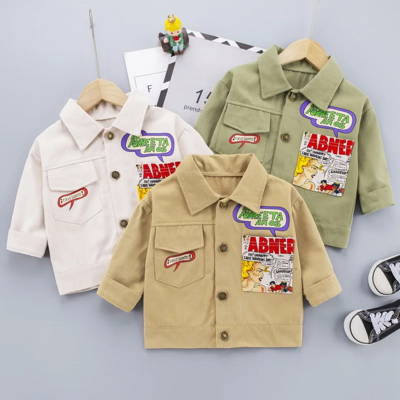 

2021 New Spring Autumn Fashion Baby Clothes Boys Girls Cotton Solid Work Coat Causal Jacket Infant Kids Top Outwear 0-5 Years