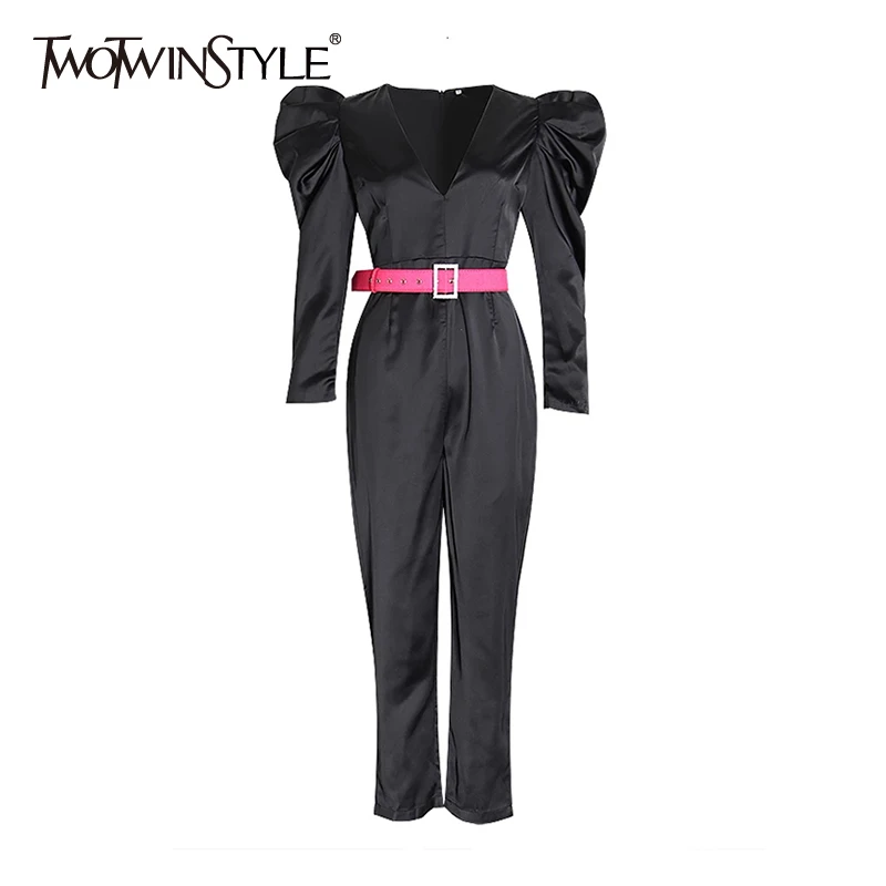 Женский облегающий комбинезон TWOTWINSTYLE с v-образным вырезом длинными