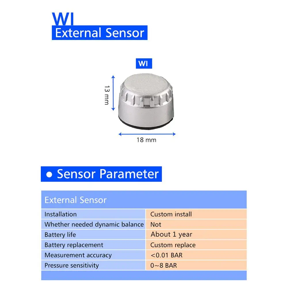 

Tire Pressure Monitoring System Sensors WI Motorcycle TPMS Sensors For CAREUD M3 D580 T318 T86 T880 T881 U901 U906 U912 U903