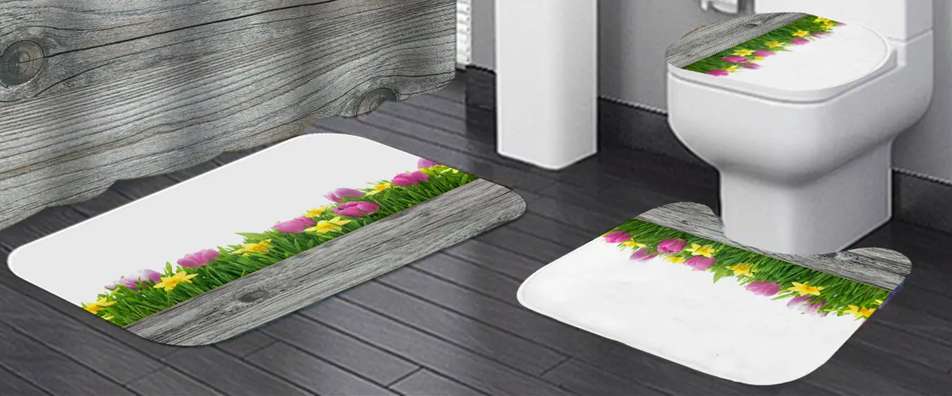Фиолетовый Тюльпан фланелевый коврик для ванной чехол унитаза коврики тканевая