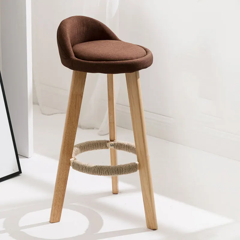 Brown Fabric Барное кресло масло воск кожаный стул с обивкой Удобная подушка современный минималистичный стиль несколько вариантов комфортная подушка - Цвет: Brown Fabric