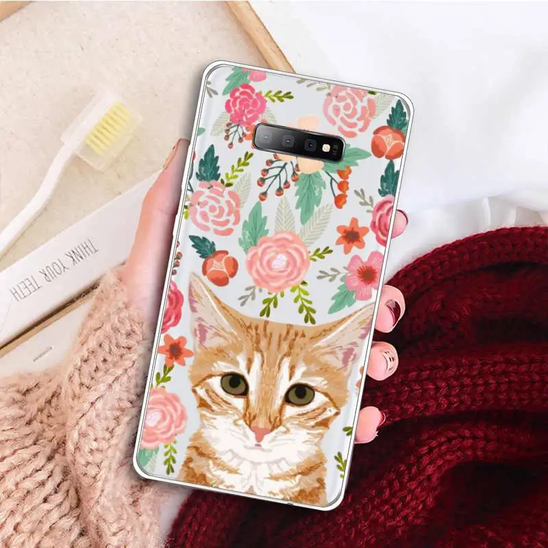 

Animal flower dog cat cute Phone Case Clear Transparent for samsung A 21s 50 71 S 8 9 20 note 10 20 plus ultra